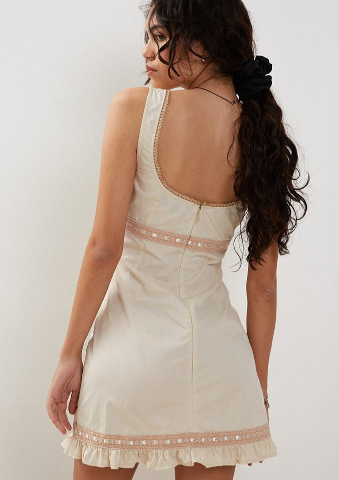 motel jacena mini dress Ivory Lace Trim Mini Dress