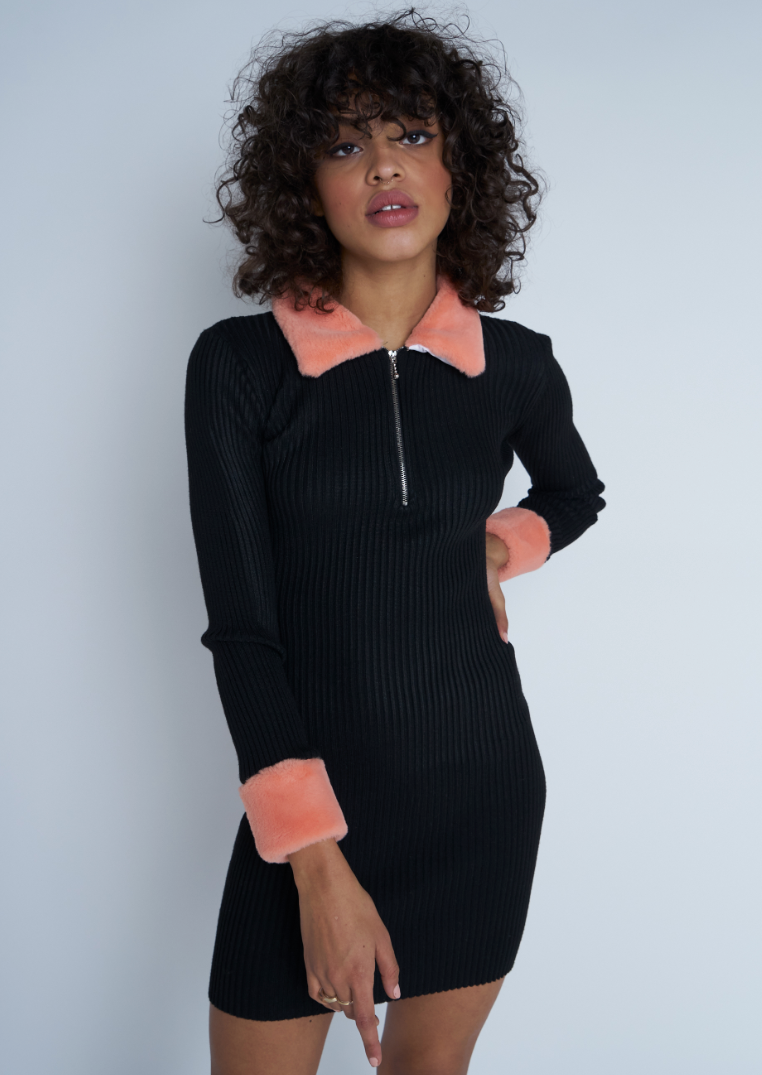 Fur Trim Mini Dress Unfayzd Apparel Fur Trim Mini Dress Unfayzd Apparel